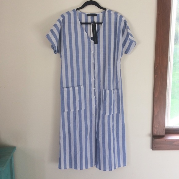 Last one! Blue Stripe Cotton Dress - Picture 6 of 7